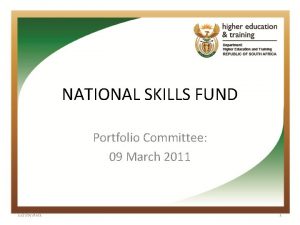 NATIONAL SKILLS FUND Portfolio Committee 09 March 2011