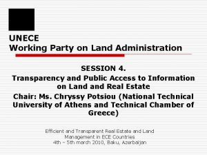 UNECE Working Party on Land Administration SESSION 4