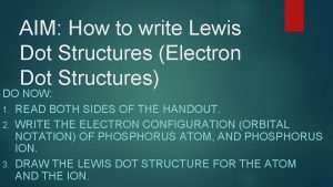 AIM How to write Lewis Dot Structures Electron