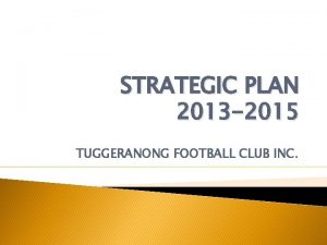 STRATEGIC PLAN 2013 2015 TUGGERANONG FOOTBALL CLUB INC