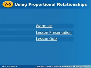 7 5 Using Proportional Relationships Warm Up Lesson
