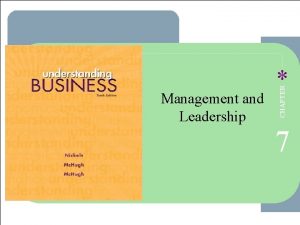 Management and Leadership CHAPTER 7 Nickels 1 1