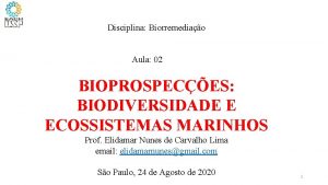 Disciplina Biorremediao Aula 02 BIOPROSPECES BIODIVERSIDADE E ECOSSISTEMAS