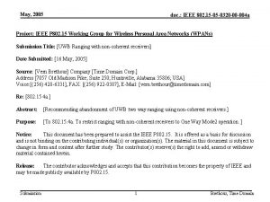 May 2005 doc IEEE 802 15 05 0320