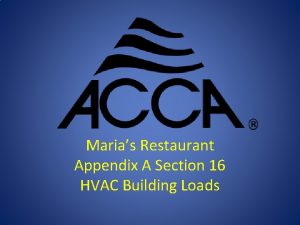 Marias Restaurant Appendix A Section 16 HVAC Building