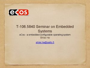 T106 5840 Seminar on Embedded Systems e Cos