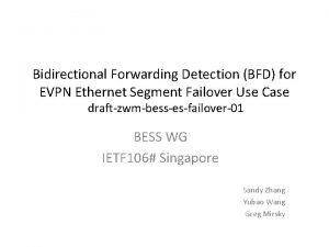 Bidirectional Forwarding Detection BFD for EVPN Ethernet Segment