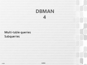 DBMAN 4 Multitable queries Subqueries V 1 0