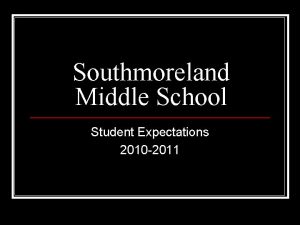 Southmoreland Middle School Student Expectations 2010 2011 WELCOME