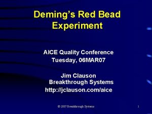 Demings Red Bead Experiment AICE Quality Conference Tuesday
