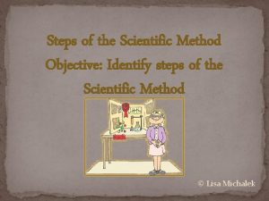 Steps of the Scientific Method Objective Identify steps