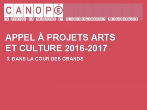 APPEL PROJETS ARTS ET CULTURE 2016 2017 3