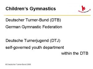 Childrens Gymnastics Deutscher TurnerBund DTB German Gymnastic Federation