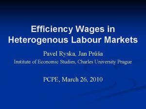 Efficiency Wages in Heterogenous Labour Markets Pavel Ryska