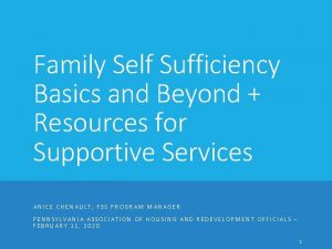 Family Self Sufficiency Basics and Beyond Resources for