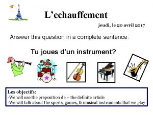 Lechauffement jeudi le 20 avril 2017 Answer this