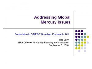 Addressing Global Mercury Issues Presentation to CMERC Workshop