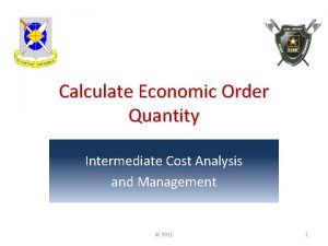 Calculate Economic Order Quantity Intermediate Cost Analysis and