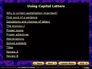 Using Capital Letters Why is correct capitalization important