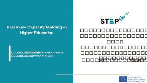 Erasmus Capacity Building in Higher Education EPP1 2019