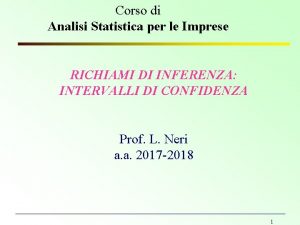 Corso di Analisi Statistica per le Imprese RICHIAMI