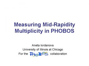 Measuring MidRapidity Multiplicity in PHOBOS Aneta Iordanova University