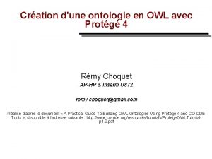 Cration dune ontologie en OWL avec Protg 4