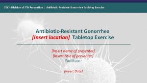 CDCs Division of STD Prevention AntibioticResistant Gonorrhea Tabletop