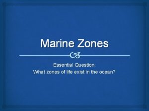 Marine Zones Essential Question What zones of life