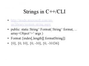 Strings in CCLI http msdn microsoft comenuslibrarysystem string