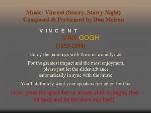 Music Vincent Starry Starry Night Composed Performed by