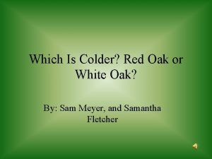 Which Is Colder Red Oak or White Oak