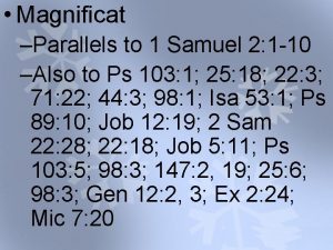 Magnificat Parallels to 1 Samuel 2 1 10