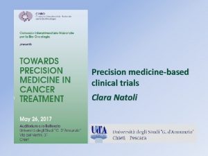 Precision medicinebased clinical trials Clara Natoli Drug discovery