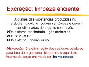 Excreo limpeza eficiente Algumas das substncias produzidas no