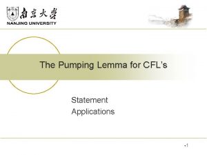 The Pumping Lemma for CFLs Statement Applications w