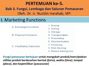 PERTEMUAN ke5 Bab 3 Fungsi Lembaga dan Saluran