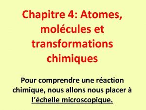 Chapitre 4 Atomes molcules et transformations chimiques Pour
