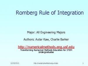 Romberg Rule of Integration Major All Engineering Majors