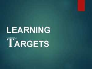 LEARNING TARGETS Chapter 2 Aim Goal TARGET Objective