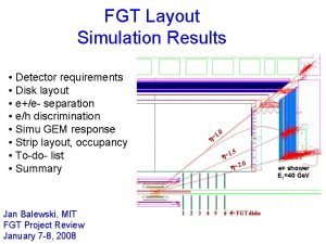 FGT Layout Simulation Results Detector requirements Disk layout