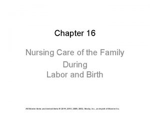 Chapter 16 Nursing Care of the Family During