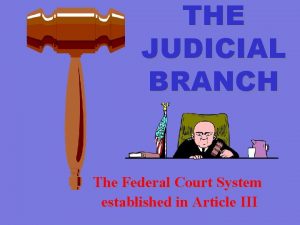 THE JUDICIAL BRANCH The Federal Court System established