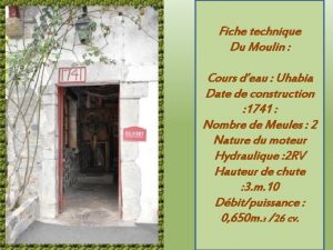 Fiche technique Du Moulin Cours deau Uhabia Date