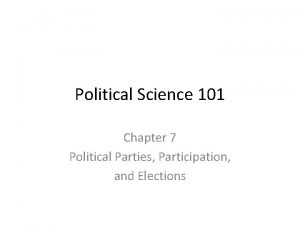 Political Science 101 Chapter 7 Political Parties Participation