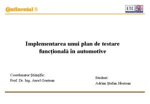 Implementarea unui plan de testare funcional n automotive