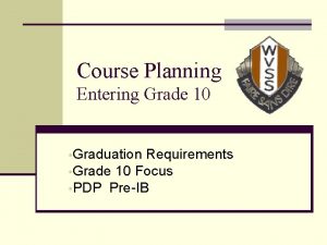 Course Planning Entering Grade 10 Graduation Requirements Grade