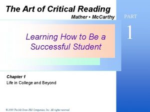 The Art of Critical Reading Mather Mc Carthy