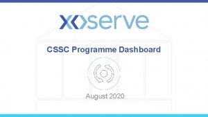 CSSC Programme Dashboard August 2020 Programme Update Programme