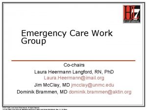 Emergency Care Work Group Cochairs Laura Heermann Langford